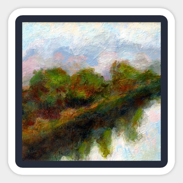 Reflected Trees Landscape Art Sticker by DonWillisJrArt